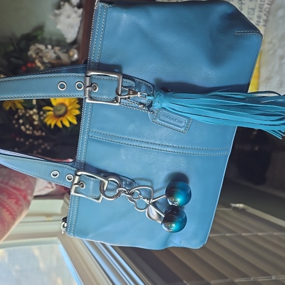 Coach Hamptons  💙💙Blue Leather Handbag Y2K  GWP - Picture 1 of 17